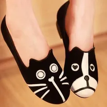 Women Canvas Shoes Dog And Cat Design Ladies Flats Loafers Home Shoes Fashion Casual Alpargatas Sapatos