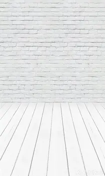 

Bricks Wall Photography Backdrop Vinyl White Wood Floor Background For Child Pets Cakes Photos 150x300cm