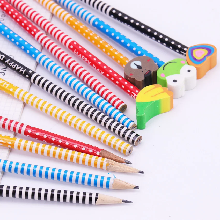 2 шт. канцелярские товары мультфильм стиль деревянный карандаш hb студентов креативный пишущий карандаш с ластик для школы офисные принадлежности