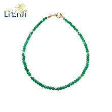 Натуральный камень зеленый оникс 1-2 мм граненые бусины и серебряные бусины 925 пробы застежка Браслет 7 ''-8''