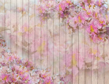 

HUAYI Art Fabric Wooden Planks With Flowers Backdrop Photography Drop For Newborn Background XT-5458