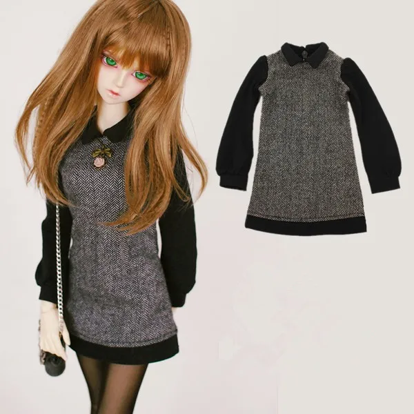 

BJD Doll Woolen Grey Dress For 1/6, 1/4 MSD,1/3 SD10/13, SD16 Doll Clothes Customized CWB10