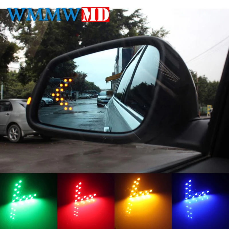

2 Pcs/lot 14 SMD LED Arrow Panel For Car Rear View Mirror Indicator Turn Signal Light Car LED Rearview Mirror Light Car styling