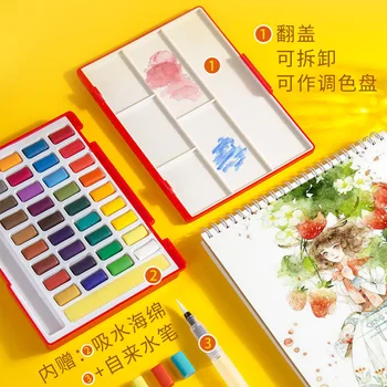 

Faber-Castell 24/36/48 Colors Solid Watercolor Paint Box Bright Color With Paintbrush Portable Pigment For Draw Dropshipping