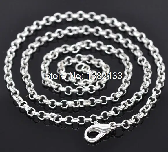 

12 Silver Plated Link Chain Necklaces 3.2x0.5mm 20"