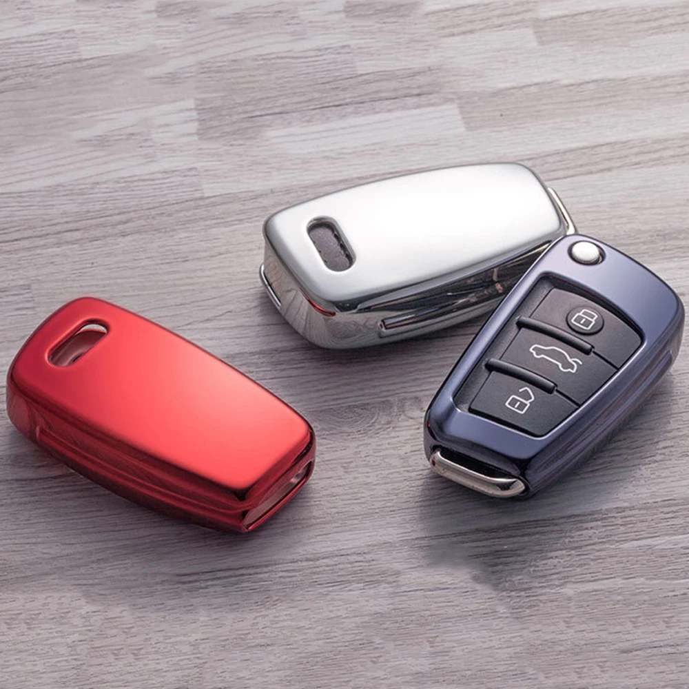 

Car Styling Soft TPU Auto Key Protection Cover Case For Audi A3 A4 A6 A8 Q7 S6 Car key Bright Plating Soft Silicone Case Shell