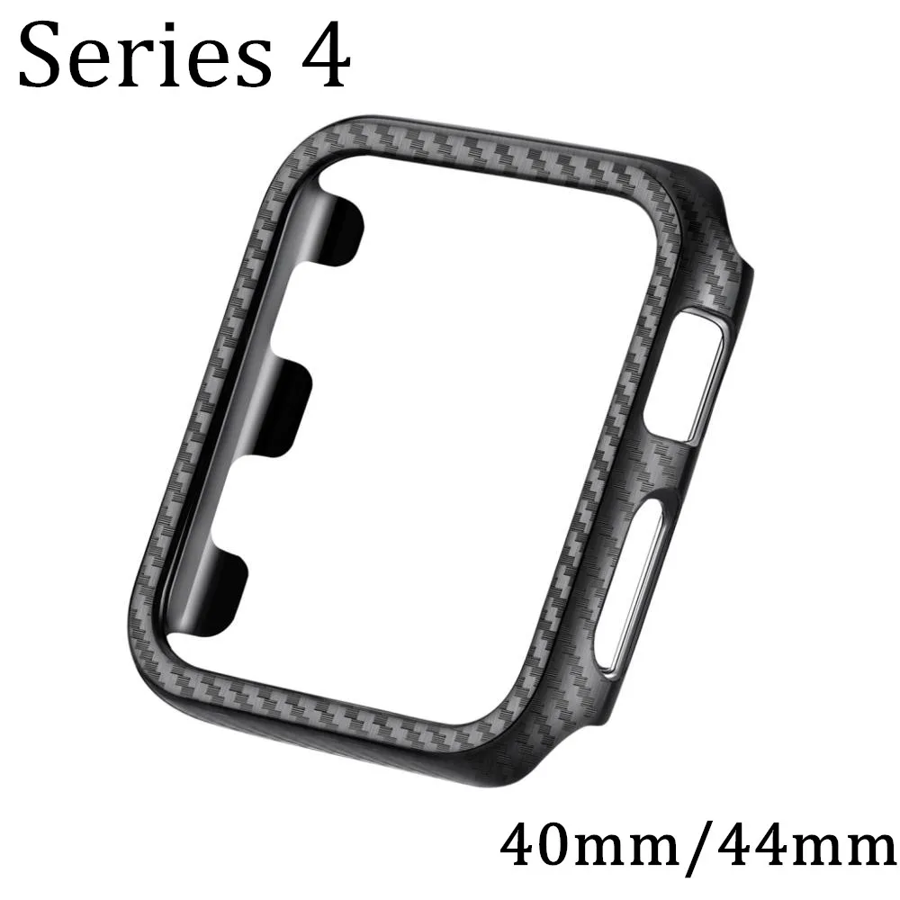 

NEW PC Shell Protector Cover For Apple Watch Case Series 4 40mm 44mm Carbon Fiber Watch Case Frame Bumper WatchBand Accessories
