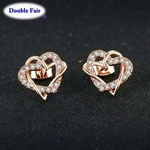 Романтические серьги с цирконием кубической огранки, розовое золото/серебро, модные украшения для женщин и девочек, свадебные, DWE030