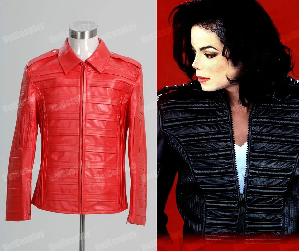 

Michael Jackson Jacket Man in the Mirror PU Leather Jackets Cosplay Costume Red Halloween Coat Man Winter Jacket