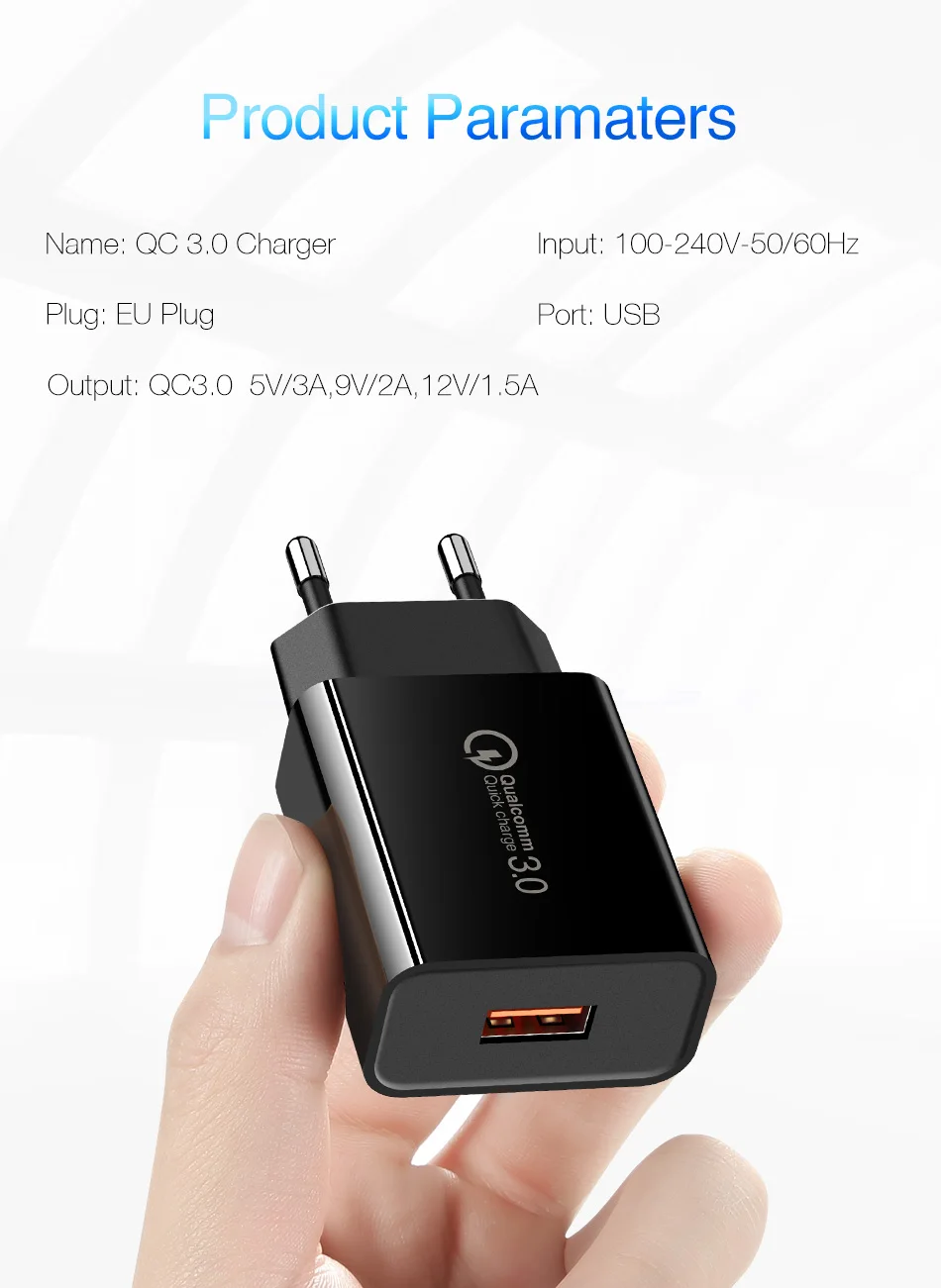 KISSCASE универсальное 3,0 USB зарядное устройство для Iphone X 7 8 EU быстрое настенное зарядное устройство для samsung huawei, зарядное устройство для мобильного телефона