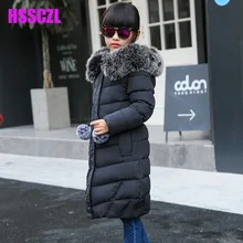 Hiver fille Vers Le Bas vestes Fille long femelle grande fille bébé bébé vêtements 2016 nouveau épais manteau vêtements d’extérieur à capuche col de fourrure parka