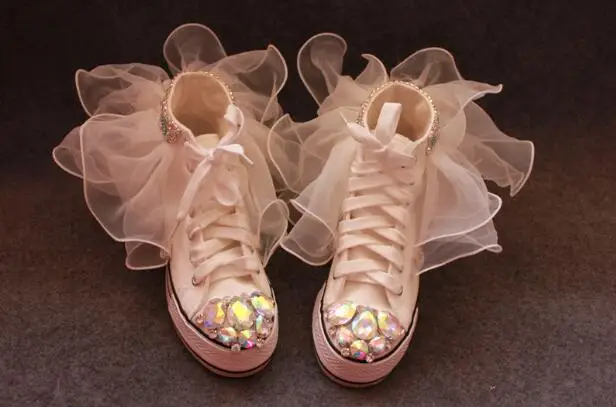 Apoepo white hyperbole lace rubber boots for women crystal round toe flat platform shoes lace up sneakers women casual boots Women's Shoes