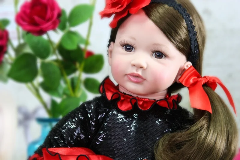 24 дюйма черные волосы Bebe Reborn De Silicone 61 см Модная Кукла Baby Реалистичная живая кукла