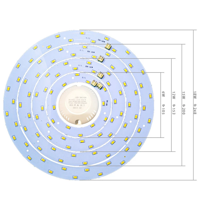 Lampe à LED plaque 6W 12W 15W 18W cercle en forme de panneau LED plafond luminosité luminaires panneau pour LED ampoule Downlight ► Photo 3/4