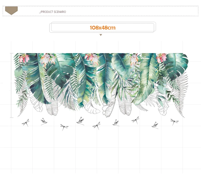 Натуральные зеленые тропические листья рафии, листья черепах, настенные Стикеры, ПВХ, сделай сам, настенная художественная наклейка для гостиной, спальни, настенные наклейки
