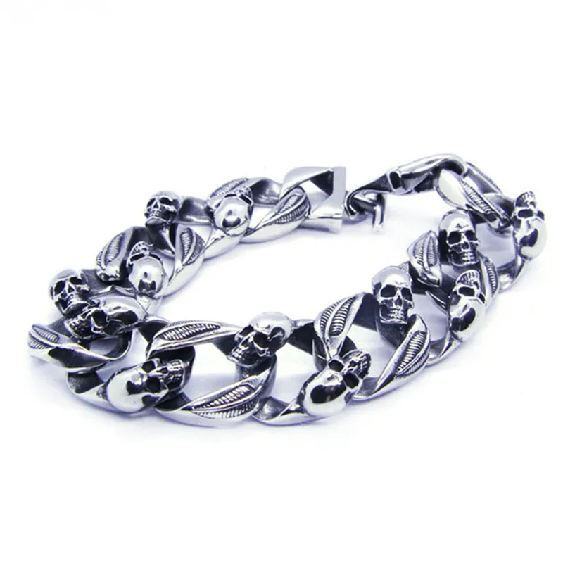 Дизайн крутые мотоциклы череп мертвеца браслет 316L из нержавеющей стали модный хип-хоп стиль череп Байкерский браслет