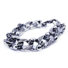 Дизайн крутые мотоциклы череп мертвеца браслет 316L из нержавеющей стали модный хип-хоп стиль череп Байкерский браслет