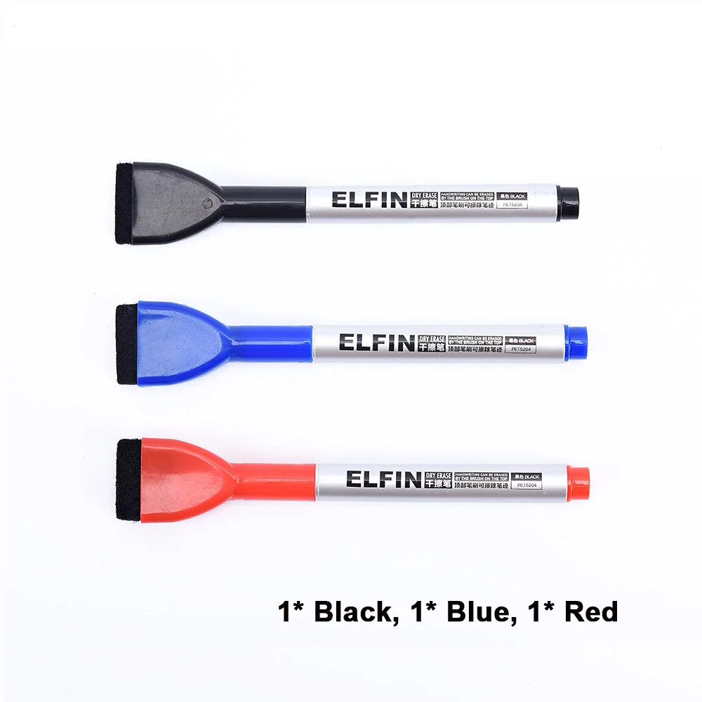 Black School Classroom Whiteboard Pen Dry White Board Markers Built In Eraser Student Children's Drawing Pen - Цвет: 1 Black 1 Blue 1 Red