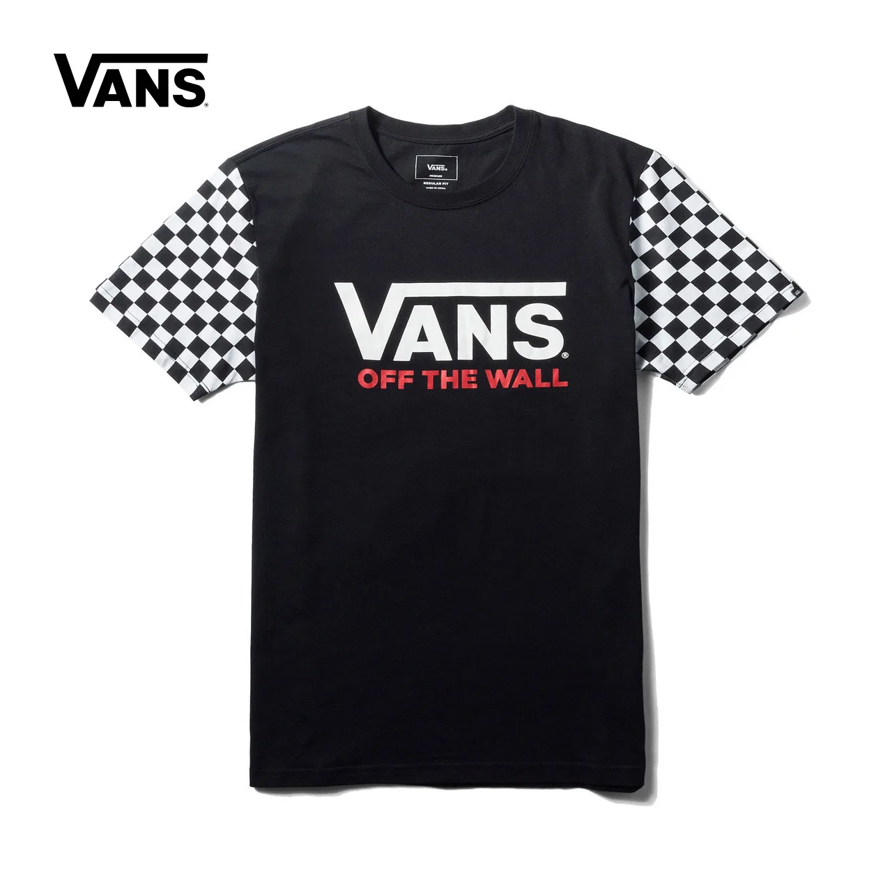 Original New Arrival Vans Mens O-neck Skateboarding T-Shirt Logo Tops Short Sleeve Cotton Tees Breathable VN0A3DEOBLK/WHT