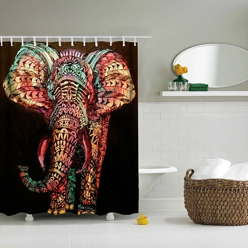 Цветная Мандала слон занавеска для душа Спа Декор Плесень устойчивая таинственная тема Декор вид для ванной занавески большие 180X200