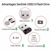 SanDisk USB Flash Drive Cruzer Fit CZ33 64GB 32GB 16GB Super Mini Pen Drive USB 2.0 Memory Stick 8GB U Disk ► Photo 3/6