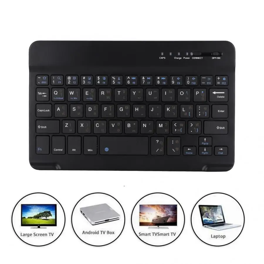 

7-inch Arabic/Spanish/Russian Lightweight Aluminum Wireless Bluetooth Keyboard Universal for Android/IOS/WIN