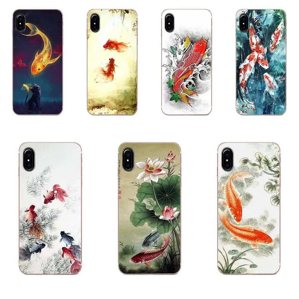 Китайские рыбки Koi Рисование для Huawei Nova 2 V20 Y3II Y5 Y5II Y6 Y6II Y7 Y9 G8 G9 GR3 GR5 GX8 Prime 2018 2019