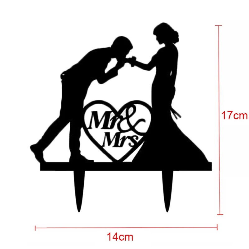 Tronzo свадебный торт Топпер невеста жених Mr Mrs Свадебные украшения акрил черный торт топперы Свадебные вечерние принадлежности для взрослых - Цвет: W