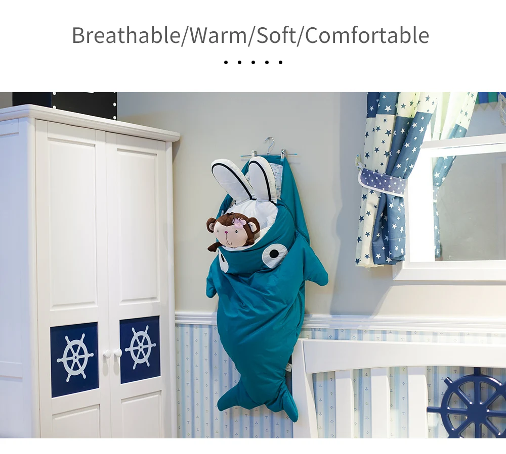 Изолированный детский спальный мешок с акулой, зимний спальный мешок для новорожденных, милый детский спальный мешок