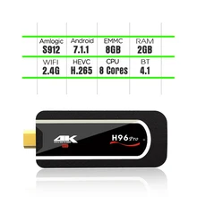 H96 pro Mini amlogic s912 stick 64bit Octa-core android 7.1 tv box 2G 8G Support 4K H265 mini Android HD1M h96 pro tv dongle