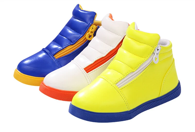 Child Autumn/Winter Boots Shoes Kids Pu Leather Boots for Boys/Girls Casual Zipper Cotton Padded