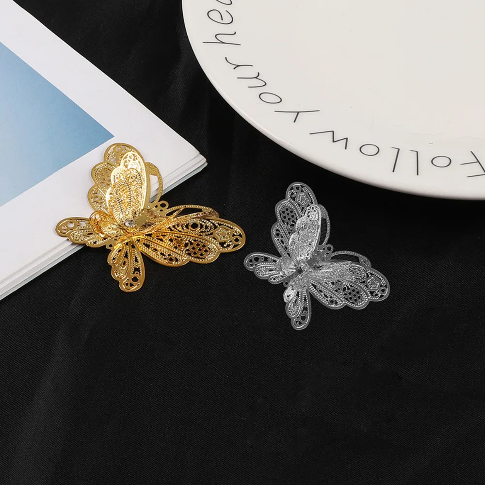 

1pcs Gold/Rhodium Plated Iron Crafts Tone Filigree Butterfly Wraps Connectors For Jewelry Making Findings DIY Charms Pendant