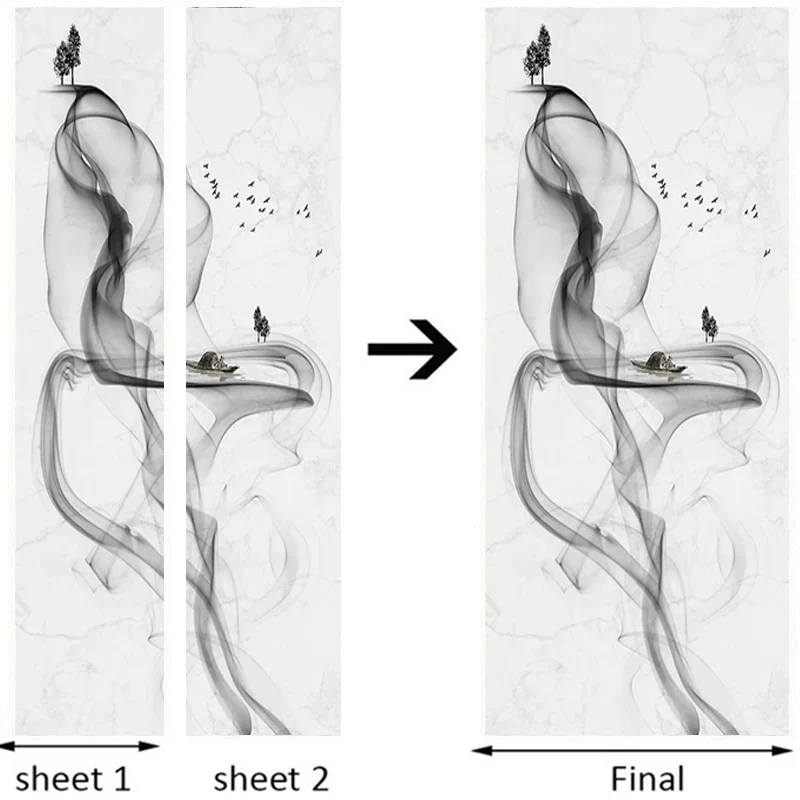Самоклеющиеся наклейки на дверь, современные 3D Абстрактные Художественные обои, черный и белый смог, фрески для гостиной, спальни, креативные DIY наклейки