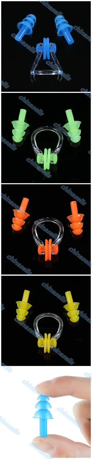 1set Soft Silicone Waterproof Swimming Diving Surf Water Sports Protection Earplugs Nose Clip with Case Bag Swim Pool Gear tool