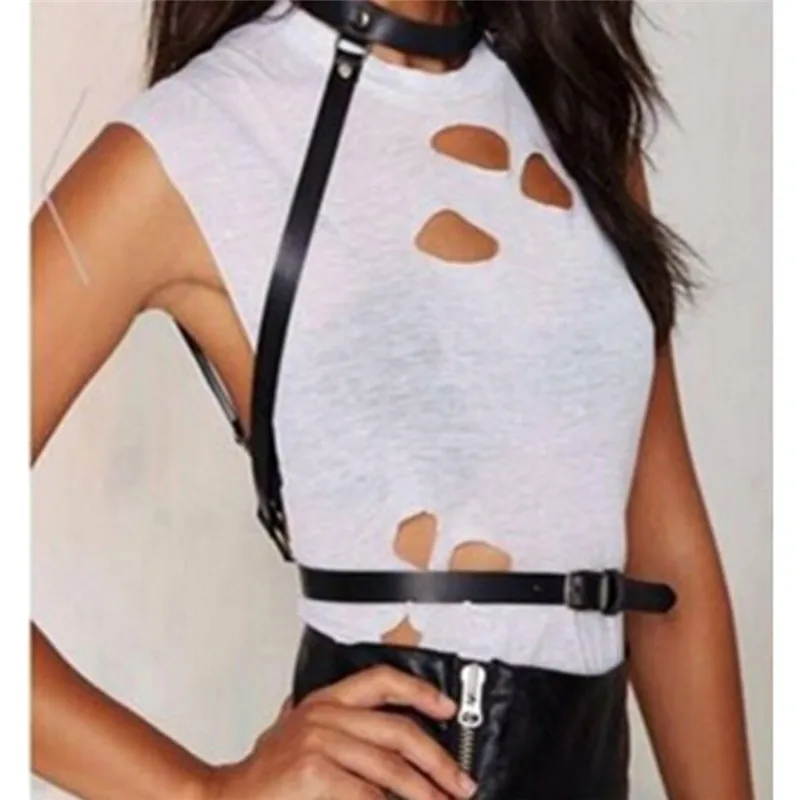 harness cool collar around neck adjustable buckles waist belts sexy