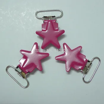 

25pcs 1'' 25mm #MD8 Hot Pink Enamel Star Shape Suspender Clips