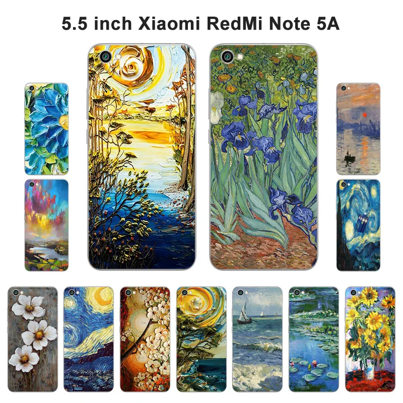 

Black Shell for Xiaomi Redmi Note 5A Back Cover Oil Painted Silicone Soft 5.5" for Redmi Hongmi Note 5A Phone Case
