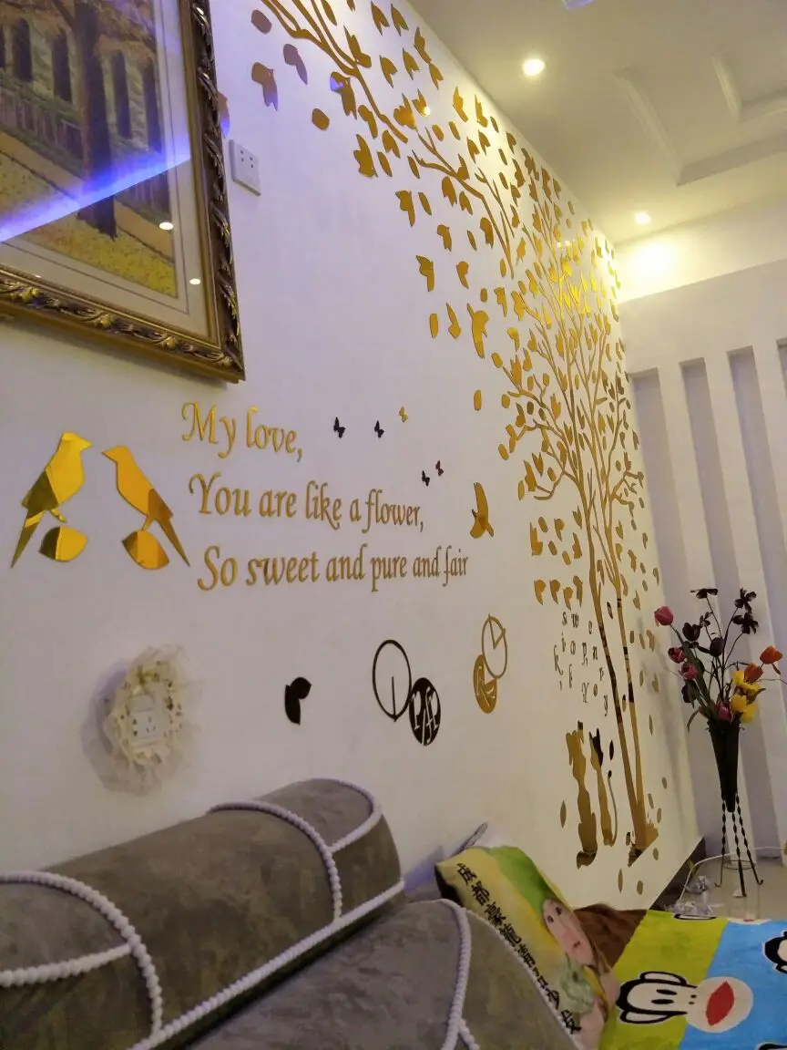 3D стикер с парой деревьев, акриловая стерео Наклейка на стену, домашний декор, для гостиной, спальни, дивана, декоративное искусство, креативный