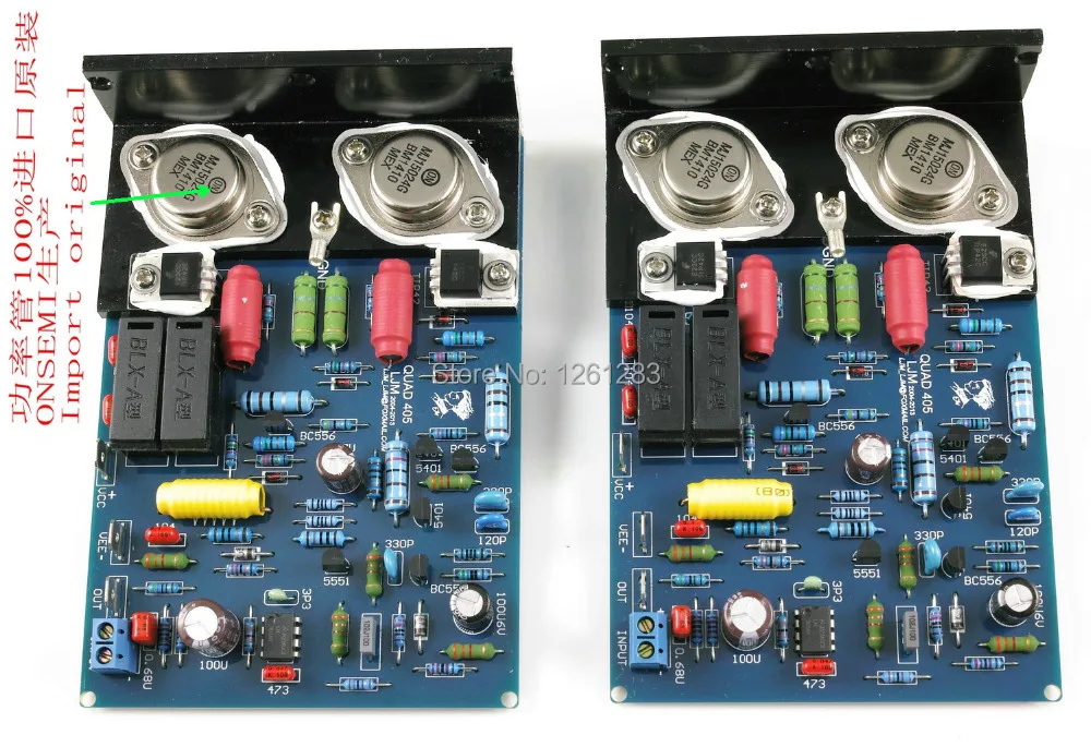 

Assembled QUAD405 CLONE Amplifier finished Board with MJ15024 +Angle aluminum (2 channel)