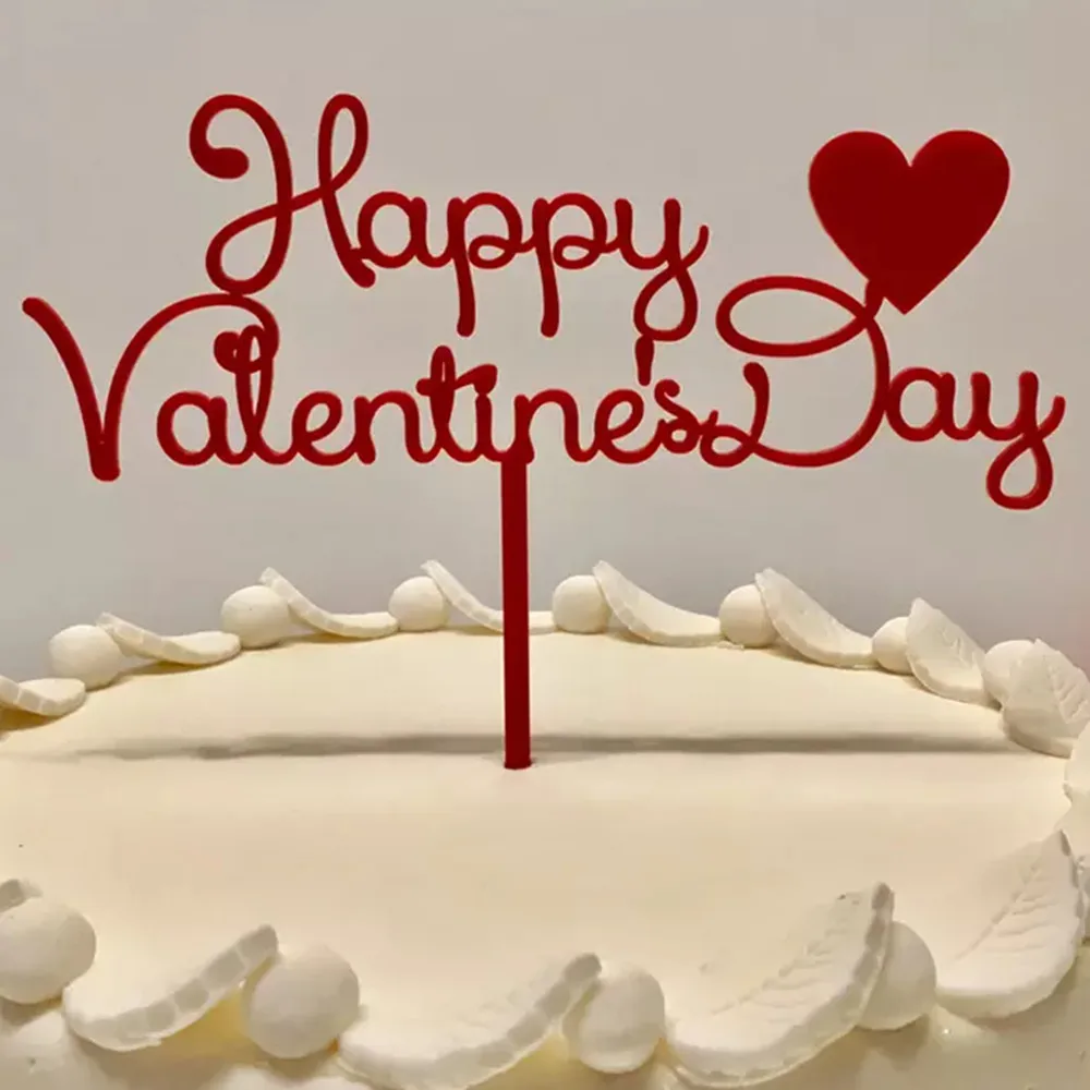 Happy Valentine’s Day Acrylic Cake Topper Perspex Cake Top Decoration
