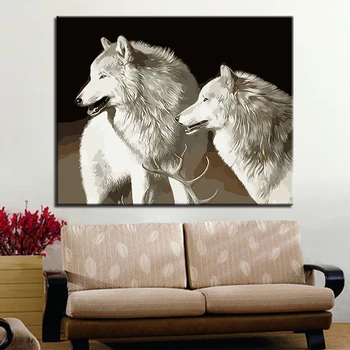 

White Wolves Diy Painting By Numbers Kits Drawing Coloring Pictures Canvas Painting For Living Room Espejos Decorativos Para