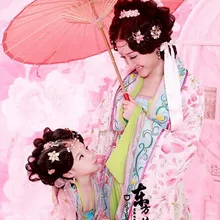 Huajianyueying императрица Тан вышивка Hanfu костюм Hanfu родитель-ребенок костюм наборы фотография или сценическая одежда