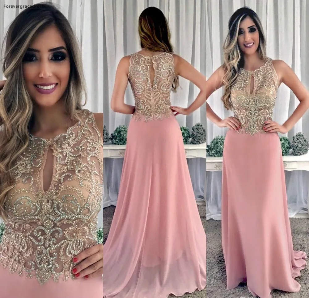 Latest Pearl Pink Evening Dresses Illusion Bodice Appliqued Sequined Top Long Red Carpet Pageant Prom Gowns Cheap  163