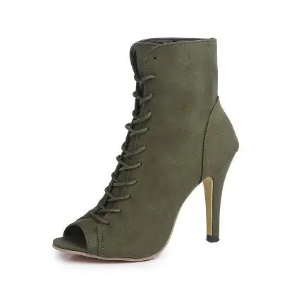 Постоянная Брендовая обувь; полусапожки в европейском стиле; сезон весна; шерстяные носки с открытым носком; красивые женские ботинки на очень высоком каблуке - Цвет: green