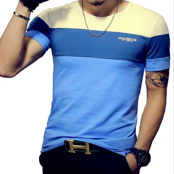 

2019 Summer Short Sleeve Men T Shirt O Neck Patchwork T Shirt Men Hot Sale Slim Top Tees Shirt Plus Size M-4XL Dropshipping