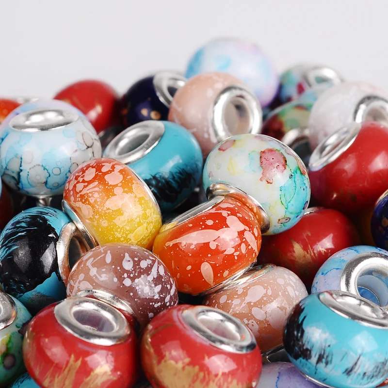 

50Pcs/Lot Ink Style Mixed Color Glass Beads Charm Accessories DIY Jewelry Making Necklaces Bracelets For Women Girl Party Gifts
