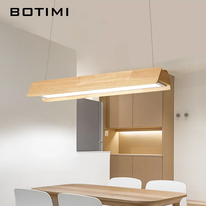 BOTIMI деревянные подвесные светильники с деревянной рамкой для Обеденная регулируемый длинный подвесные Современные LED освещение для кухни приспособление