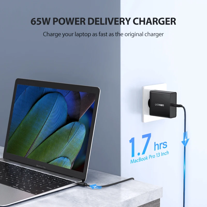 Online Ugreen PD 65W Ladegerät USB typ C Ladegerät für Apple MacBook Air iPad Pro Samsung ASUS Acer Tablet Ladegerät für Nintendo Schalter