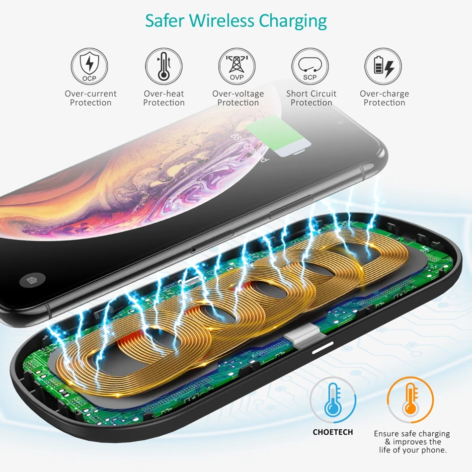 Дешево Choetech быстрая Беспроводная зарядная панель для iPhone Xs Max X 8 Беспроводная зарядная панель для samsung Galaxy S9 S8 Xiaomi mi x 2s huawei