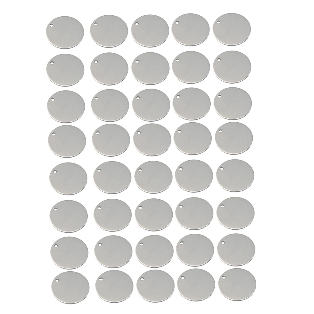 40pcs Metal Flat Round Circle Blank Coin Engraving Stamping Charms Tag Necklace Bracelet Pendants for Jewelry Making 8mm